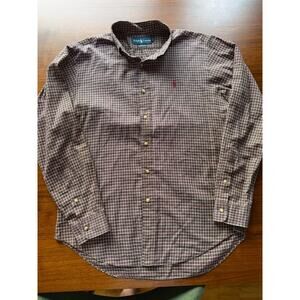 Polo Ralph Lauren Men's Classic Fit Burgundy Plaid Long Sleeve Shirt - Size M